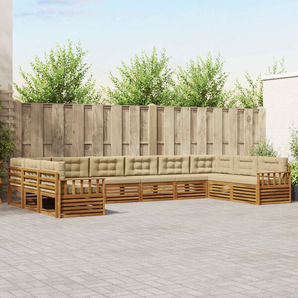 vidaXL Ensembles de canap&eacute;s avec coussin 10 pcs Naturel et Beige