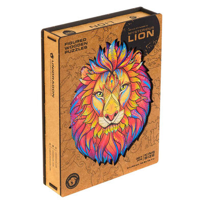 UNIDRAGON Puzzle en bois 327 pcs Mysterious Lion Très grand 31x40 cm