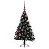 vidaXL Sapin de No&euml;l artificiel pr&eacute;-&eacute;clair&eacute; Noir 120 cm PVC