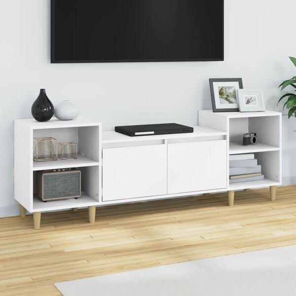 vidaXL Meuble TV Blanc 160x35x55 cm Bois d'ing&eacute;nierie