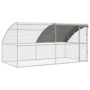 vidaXL Cage &agrave; poules 2 pcs Argent&eacute; 400 x 200 x 200 cm Acier et PE