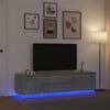vidaXL Meuble TV avec lumi&egrave;res LED gris b&eacute;ton 193,5x41x50 cm