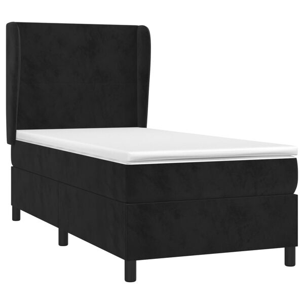 vidaXL Sommier &agrave; lattes de lit avec matelas Noir 90x190 cm Velours