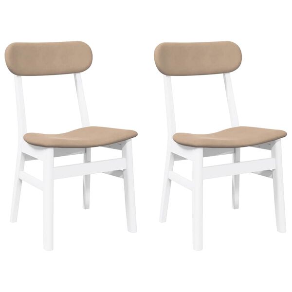 vidaXL Chaises à manger coussins 2 pcs blanc bois massif caoutchouc