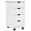 vidaXL Cabinet roulant 34 x 39 x 65,5 cm Bois de Pin Massif Blanc