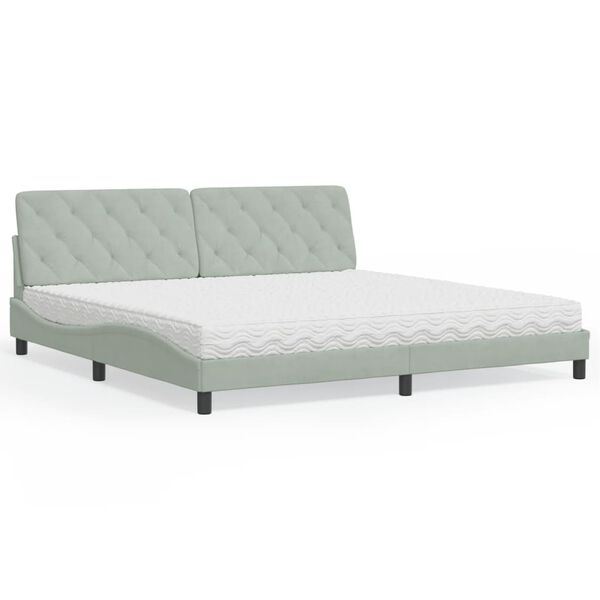 vidaXL Lit avec matelas gris clair 200x200 cm velours