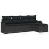 vidaXL Ensemble de canap&eacute; de jardin avec coussin 5 pcs Noir Poly rotin