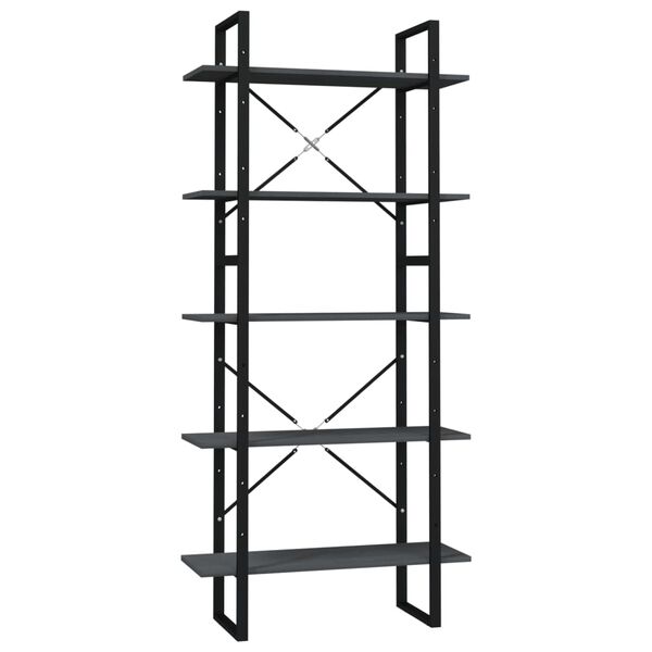 vidaXL Bibliothèque à 5 niveaux Gris 80x30x175 cm Bois de pin