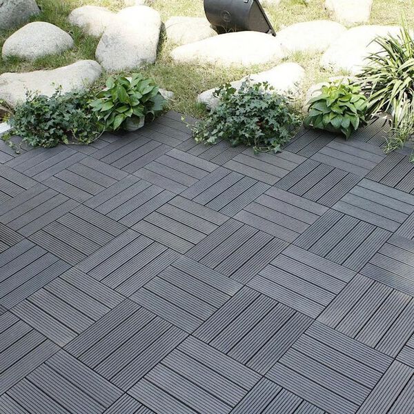 ProGarden Ensemble de carreaux de terrasse 6 pcs Gris fonc&eacute;