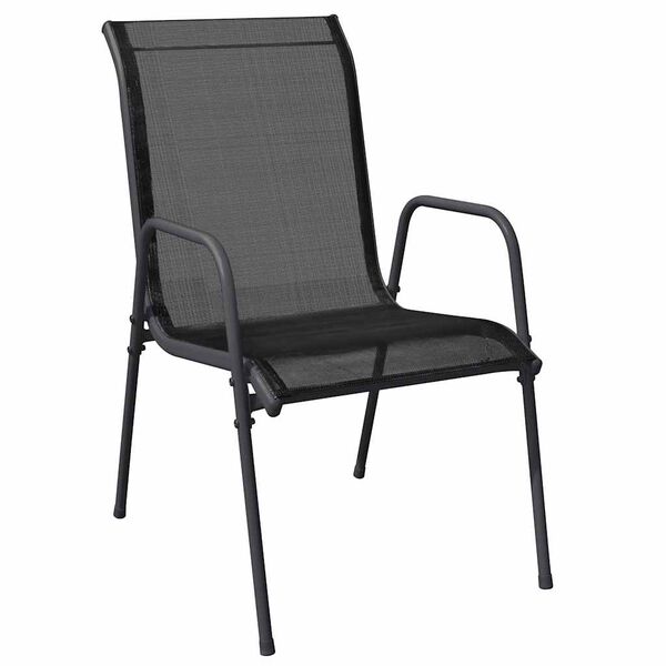 vidaXL Chaises de jardin 4 pcs Acier et textilène Noir