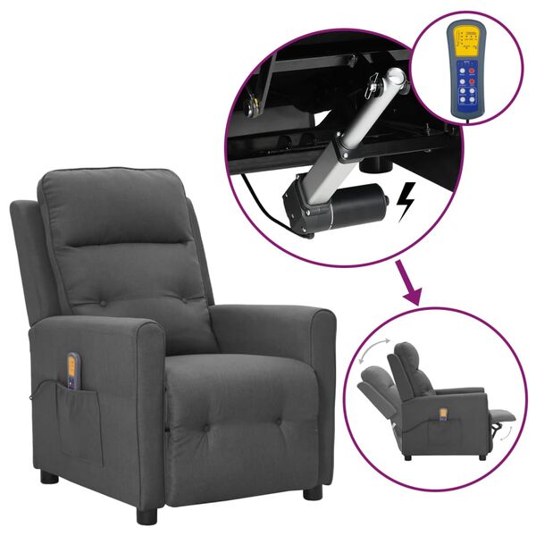 vidaXL Fauteuil de massage inclinable Gris clair Tissu