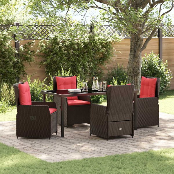 vidaXL Ensemble de salle &agrave; manger pour jardin 5 pcs Marron Poly rotin