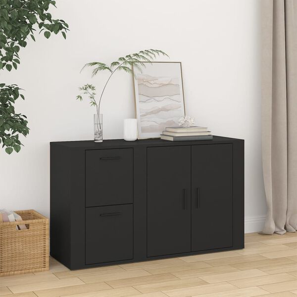 vidaXL Buffet Noir 100x33x59,5 cm Bois d'ing&eacute;nierie