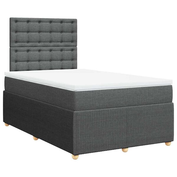 vidaXL Sommier &agrave; lattes de lit avec matelas Gris fonc&eacute; 120x200cm Tissu