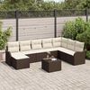 vidaXL Ensemble de canapé de jardin 9 pcs Marron et blanc Poly rotin