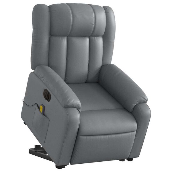 vidaXL Fauteuil inclinable de massage &eacute;lectrique gris similicuir