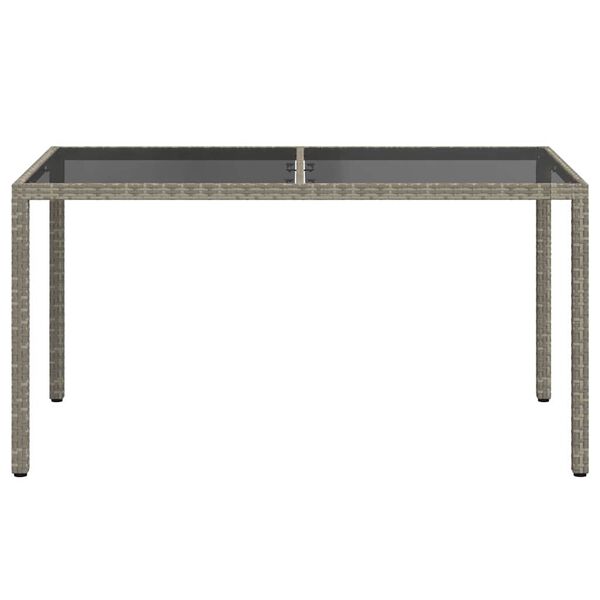 vidaXL Table de jardin 150x90x75 cm Verre trempé et poly rotin Gris