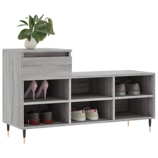 vidaXL Armoire à chaussures Sonoma gris 102x36x60 cm Bois d'ingénierie