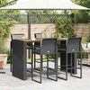 vidaXL Ensemble de bar de jardin 5 pcs avec coussins noir poly rotin