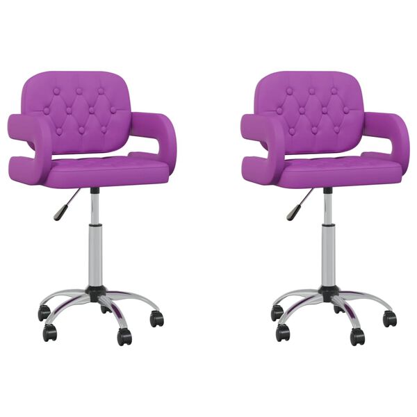 vidaXL Chaises pivotantes &agrave; manger lot de 2 violet similicuir