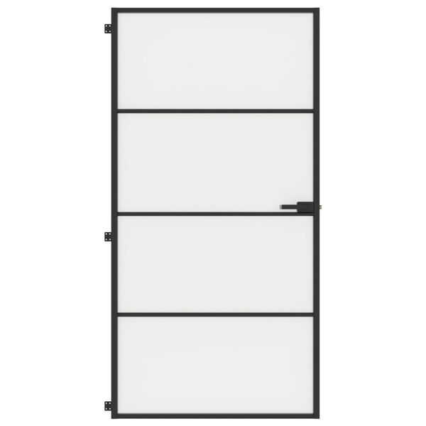 vidaXL Porte int&eacute;rieure mince noir verre tremp&eacute; aluminium