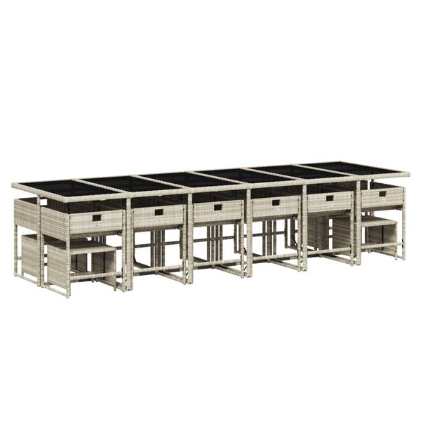 vidaXL Ensemble &agrave; manger de jardin et coussins 17 pcs gris clair rotin