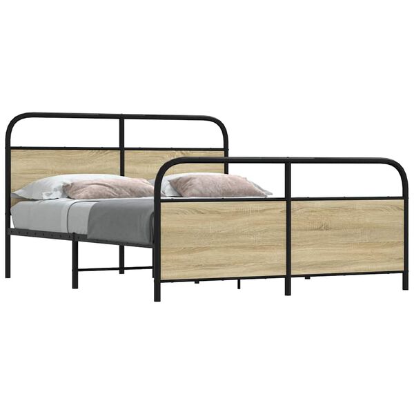 vidaXL Cadre de lit en m&eacute;tal sans matelas ch&ecirc;ne sonoma 160x200 cm