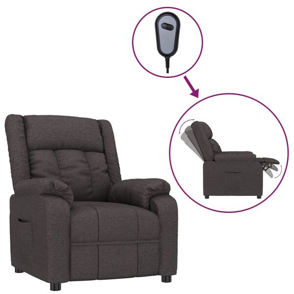 vidaXL Fauteuil inclinable &eacute;lectrique Marron fonc&eacute; Tissu
