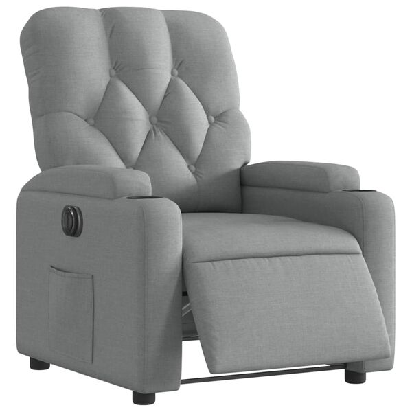 vidaXL Fauteuil inclinable &eacute;lectrique Gris clair Tissu