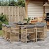 vidaXL Ensemble &agrave; manger de jardin et coussins 9 pcs m&eacute;lange beige