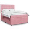 vidaXL Sommier &agrave; lattes de lit avec matelas Rose 140x190 cm Velours