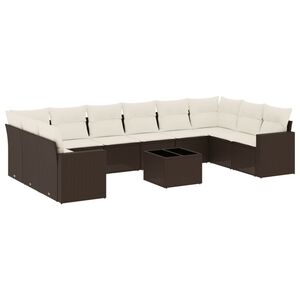 vidaXL Salon de jardin et coussins 11 pcs marron r&eacute;sine tress&eacute;e
