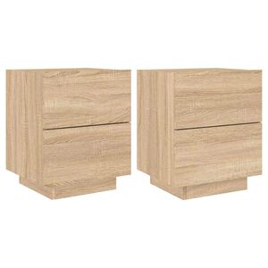 vidaXL Armoires de chevet et lumi&egrave;res LED 2 pcs ch&ecirc;ne sonoma