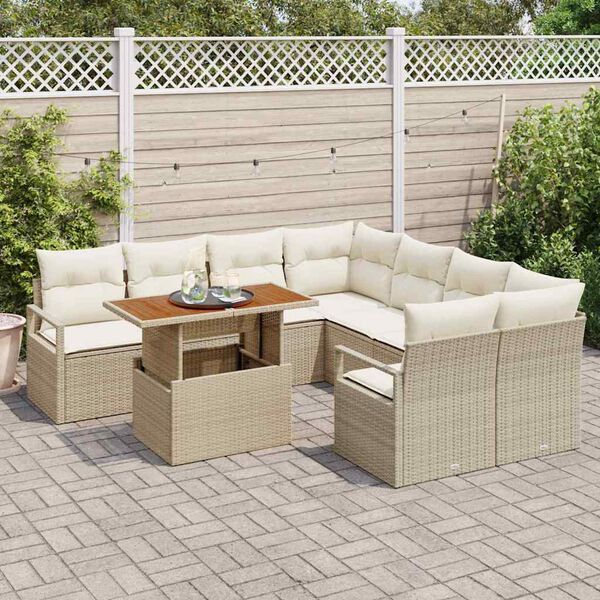 vidaXL Ensemble de salle &agrave; manger pour jardin 9 pcs Beige et cr&egrave;me