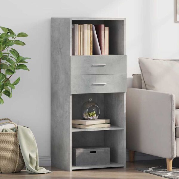 vidaXL Buffet haut gris b&eacute;ton 50x42,5x124 cm bois d'ing&eacute;nierie