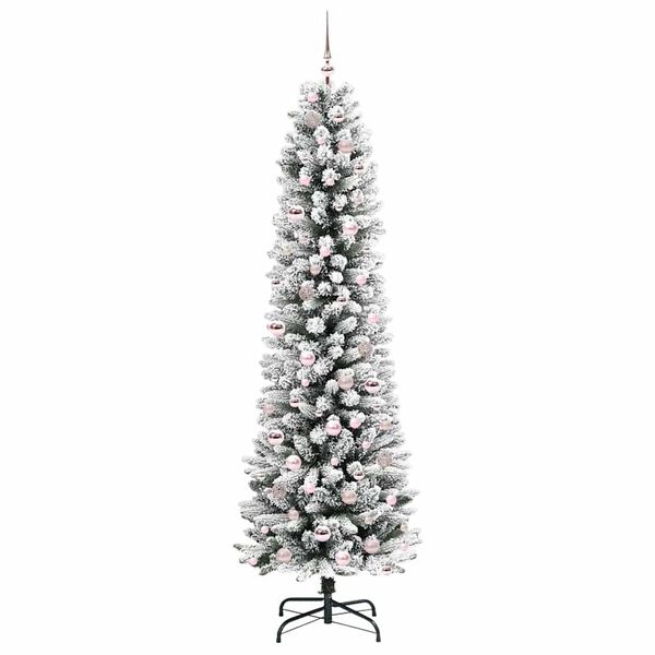 vidaXL Sapin de No&euml;l artificiel Blanc 210 cm PVC, m&eacute;tal et plastique