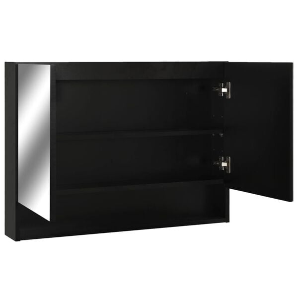 vidaXL Armoire &agrave; miroir de salle de bain LED Noir 80x15x60 cm MDF