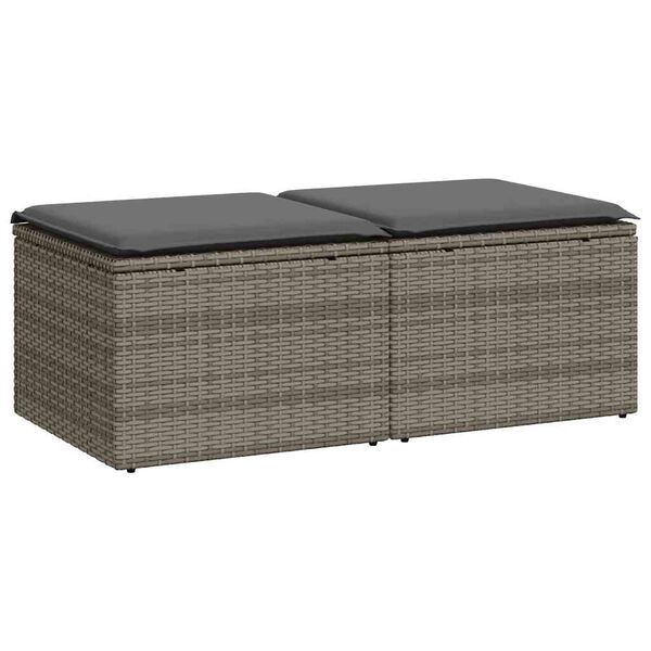 vidaXL Salon de jardin 2 pcs avec coussins gris résine tressée acacia