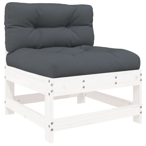 vidaXL Salon de jardin 4 pcs avec coussins blanc bois massif