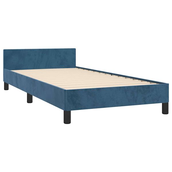 vidaXL Cadre de lit sans matelas bleu fonc&eacute; 90x190 cm velours
