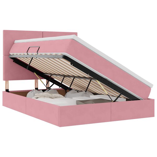vidaXL Lit avec rangement et matelas Rose 140 x 200 cm Velours