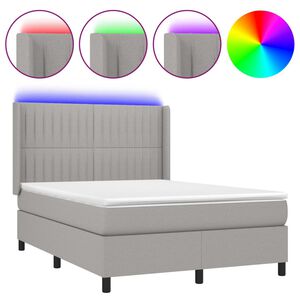 vidaXL Sommier &agrave; lattes de lit matelas LED Gris clair 140x200 cm Tissu