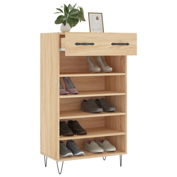 vidaXL Armoire &agrave; chaussures ch&ecirc;ne sonoma 60x35x105cm bois d'ing&eacute;nierie