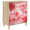 vidaXL Commode AACHEN Imprim&eacute; palmier rose 66 x 36,5 x 75 cm Sonoma