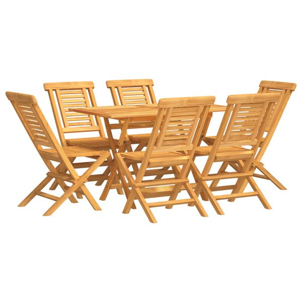 vidaXL Ensemble &agrave; manger de jardin 7 pcs Bois de teck solide