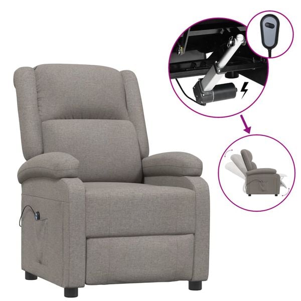 vidaXL Fauteuil inclinable &eacute;lectrique Taupe Tissu