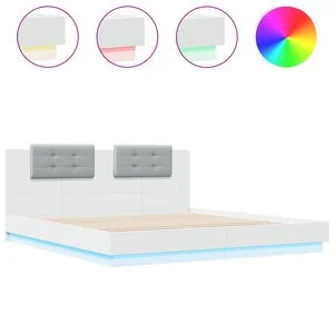 vidaXL Cadre de lit avec LED sans matelas blanc 160x200 cm