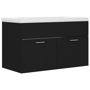vidaXL Armoire d'&eacute;vier avec lavabo int&eacute;gr&eacute; Noir Agglom&eacute;r&eacute;