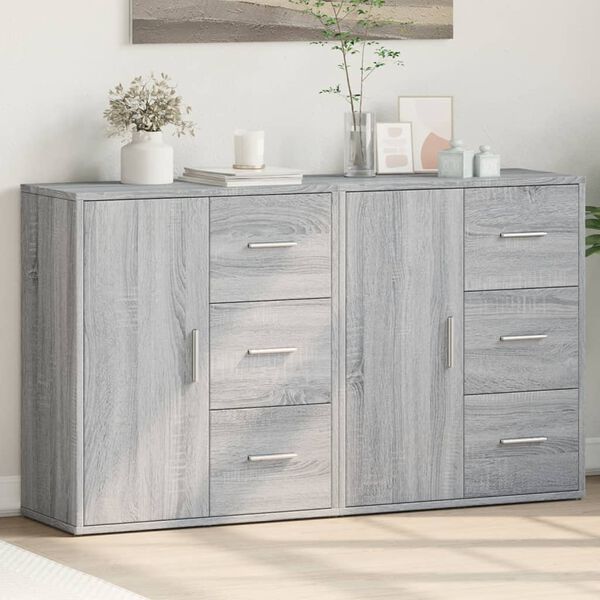 vidaXL Buffets 2 pcs sonoma gris 60x31x70 cm bois d'ing&eacute;nierie