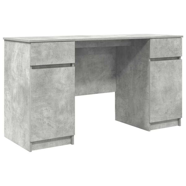vidaXL Bureau avec porte Gris b&eacute;ton 140 x 49 x 76 cm Bois d'ing&eacute;nierie